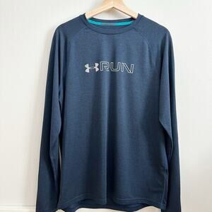 Under Armour UA HeatGear Fitted Run Navy Blue Long Sleeve Shirt Men’s Large